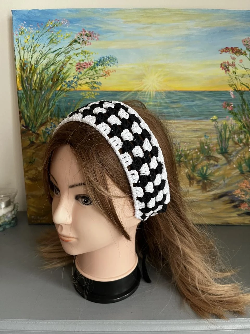 Headband Headband Stirnband Hoofdband Venda Cotton Black White One size – photo 2
